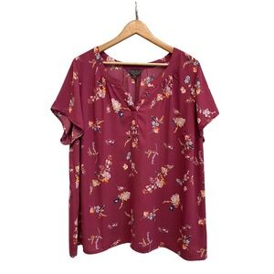 Mix by Hawthorne Blouse Mauve Pink Short‎ Sleeve Lightweight Flowy Plus Size 2X
